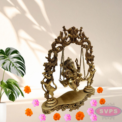 Brass Ganesha On Jhula Swing Idol For Home Mandir