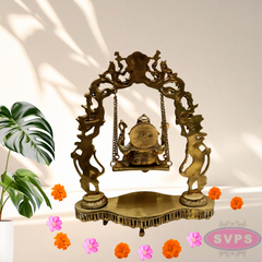 Brass Ganesha On Jhula Swing Idol For Home Mandir