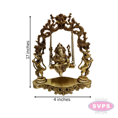 Brass Ganesha On Jhula Swing Idol For Home Mandir