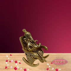 Brass Ganpati  Ganesha Reading Book on Chair