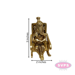 Brass Ganpati  Ganesha Reading Book on Chair