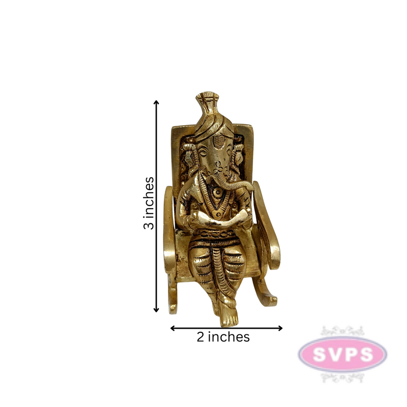 Brass Ganpati  Ganesha Reading Book on Chair