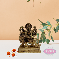 Brass Goddess Durga on Lion / 3 Inches