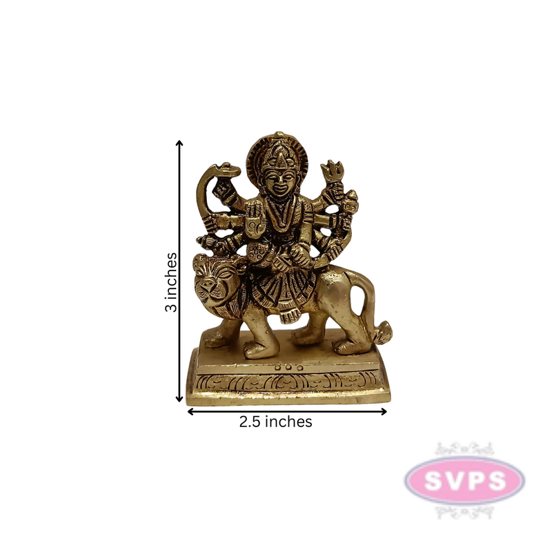 Brass Goddess Durga on Lion / 3 Inches