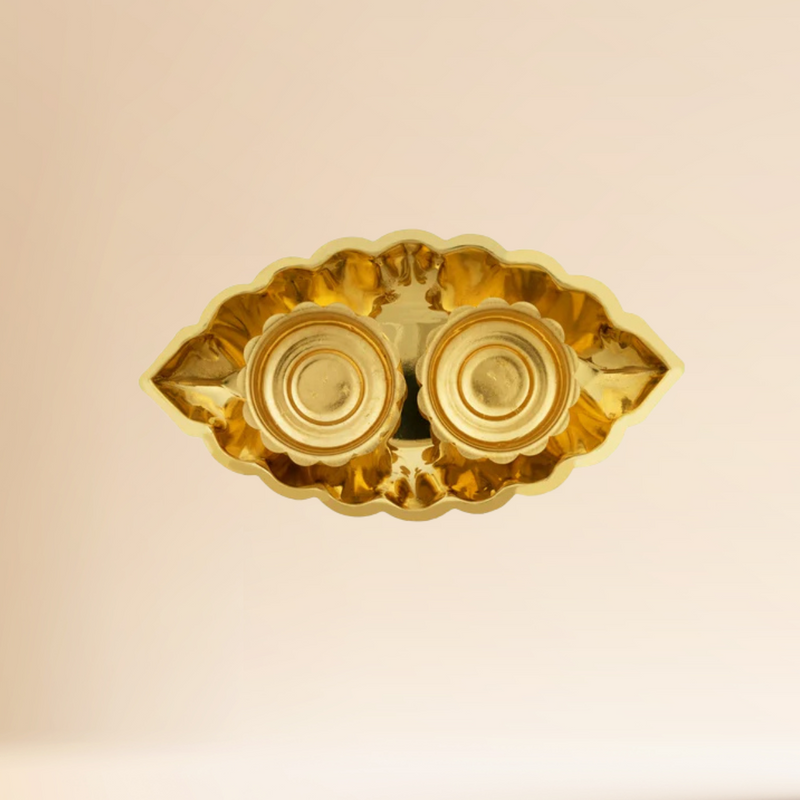Brass Haldi Kumkum Holder With Plate / 7 Inches