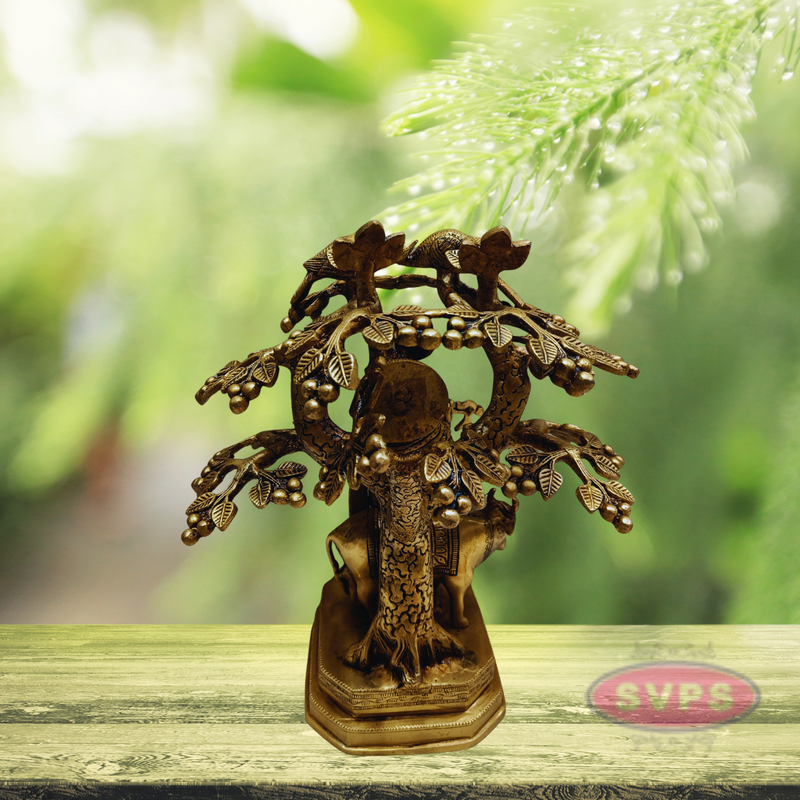 Brass Krishna With Cow Under Kadamba Tree