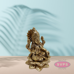 Brass Lakshmi  Laxmi Sitting On Lotus / 4 Inches