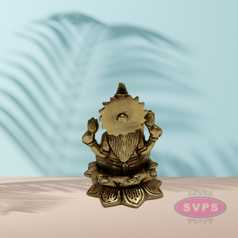Brass Lakshmi  Laxmi Sitting On Lotus / 4 Inches