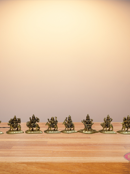 Brass Nava Durga Set Of 9 Idols For Altar And Puja