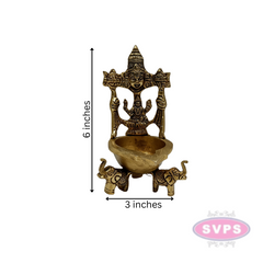 Brass Perumal Lakshmi With Elephant Base Diya / Villaku