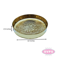 Brass Round Shape Flower Design Sahassadhra Abhiseka Plate