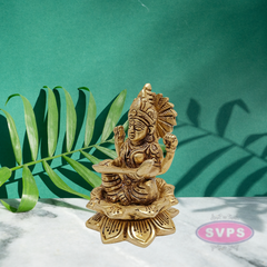 Brass Saraswathi Sitting On Lotus / Showpiece