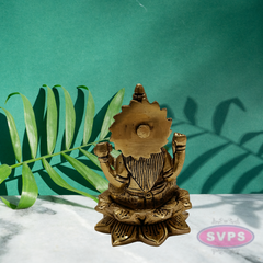 Brass Saraswathi Sitting On Lotus / Showpiece