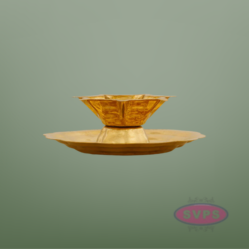 Brass Seven Star Vilakku / Lamp / Diya With Plate