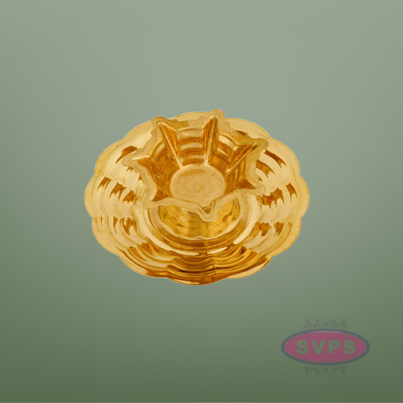 Brass Seven Star Vilakku / Lamp / Diya With Plate