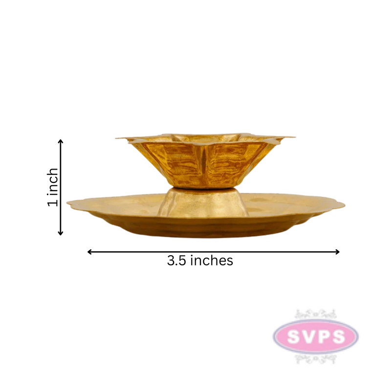Brass Seven Star Vilakku / Lamp / Diya With Plate