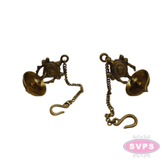 Brass Shanku Chakra Hanging Lamp / 1 Face Diya / Villaku Set With Chain