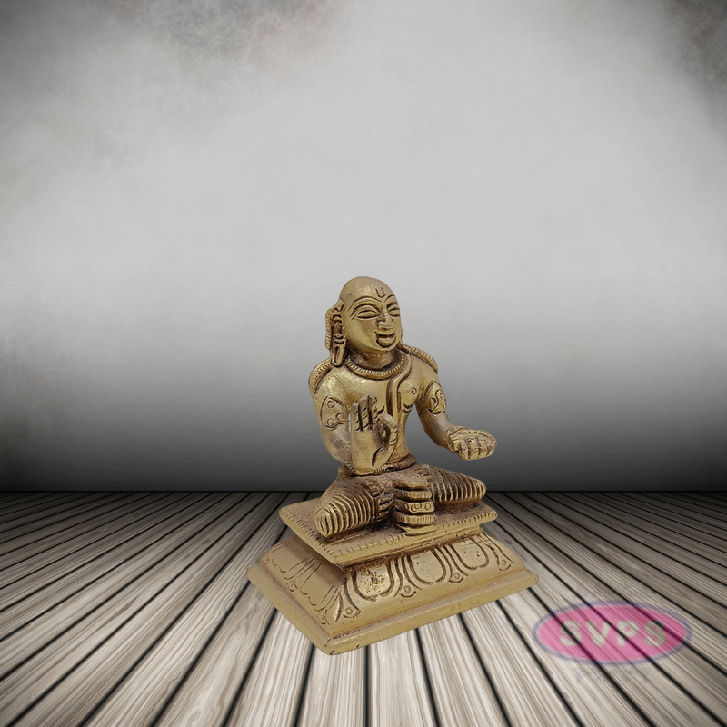 Brass Swami Desikan Statue / 5 Inches