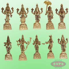 Brass Vishnu Dashavatara Set / 10 Inches