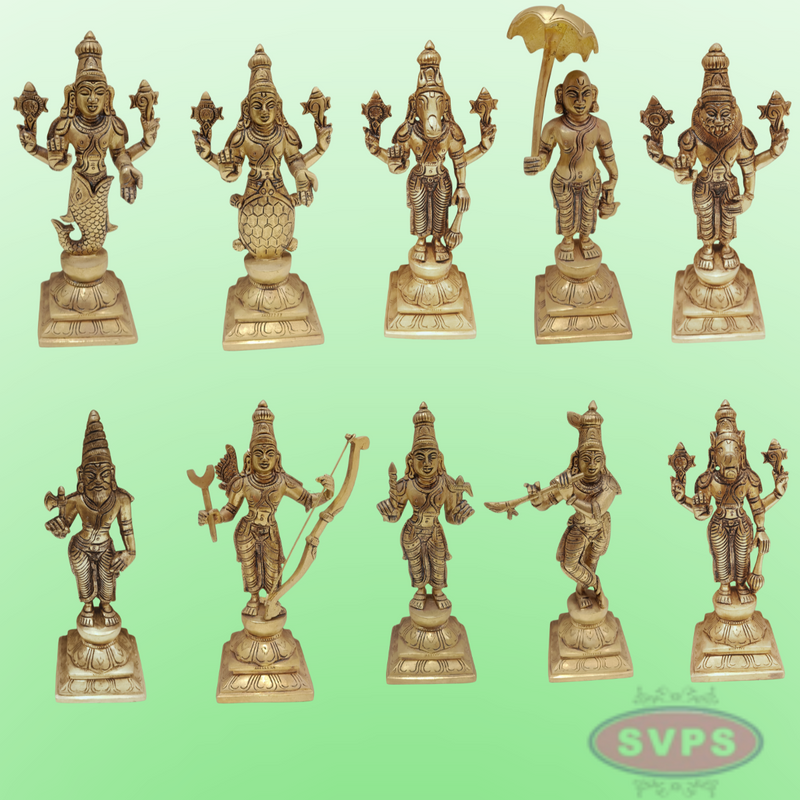 Brass Vishnu Dashavatara Set / 10 Inches