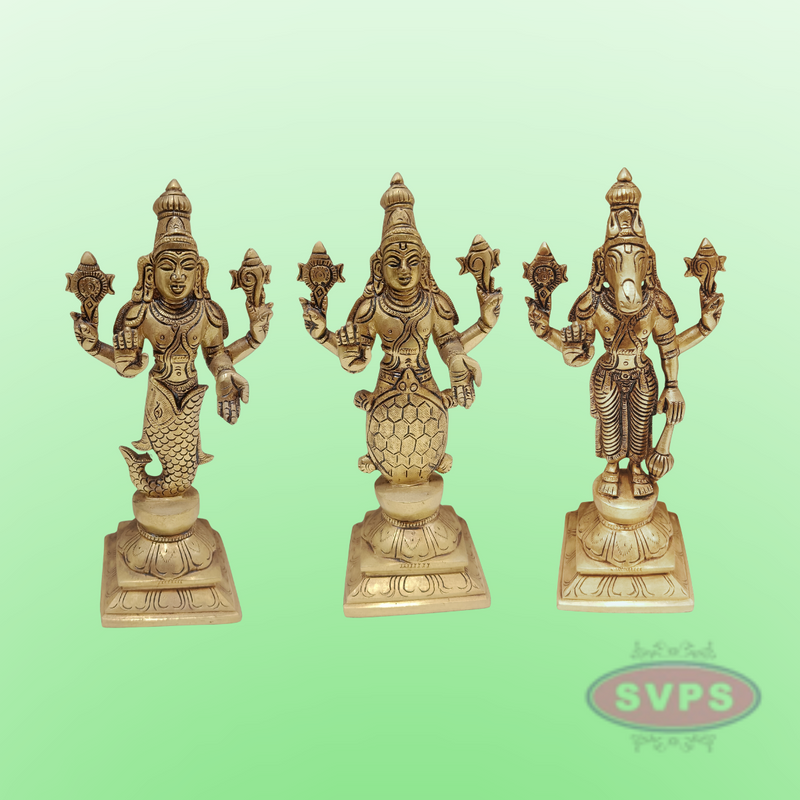 Brass Vishnu Dashavatara Set / 10 Inches