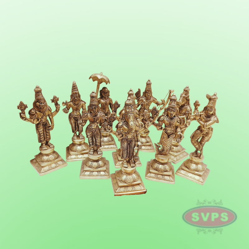 Brass Vishnu Dashavatara Set / 10 Inches