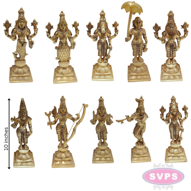 Brass Vishnu Dashavatara Set / 10 Inches