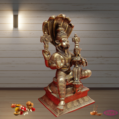Brass Bhagavan Narasimha With Bhudevi / 34 Inches