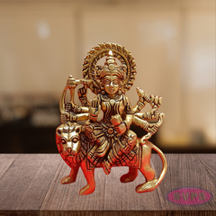 Brass Durgai Amman Idol On Lion