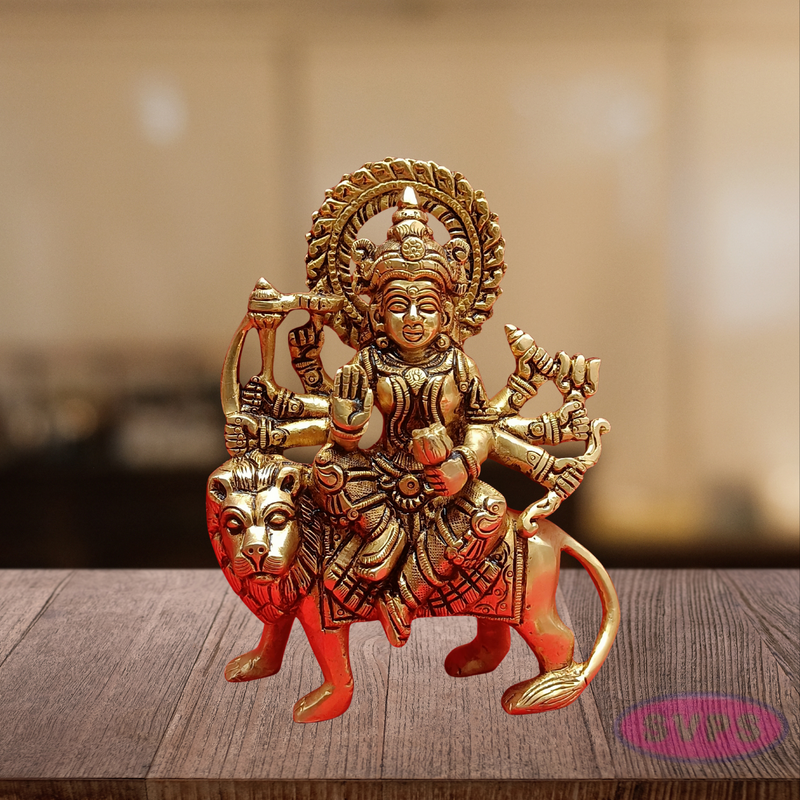 Brass Durgai Amman Idol On Lion