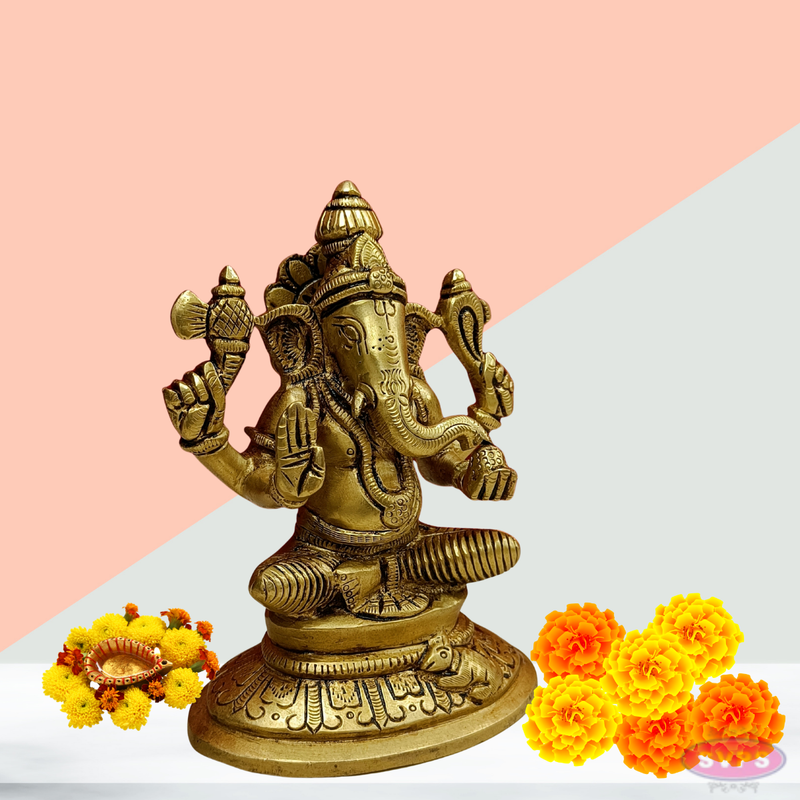 Brass Idampuri Ganesha Small Size