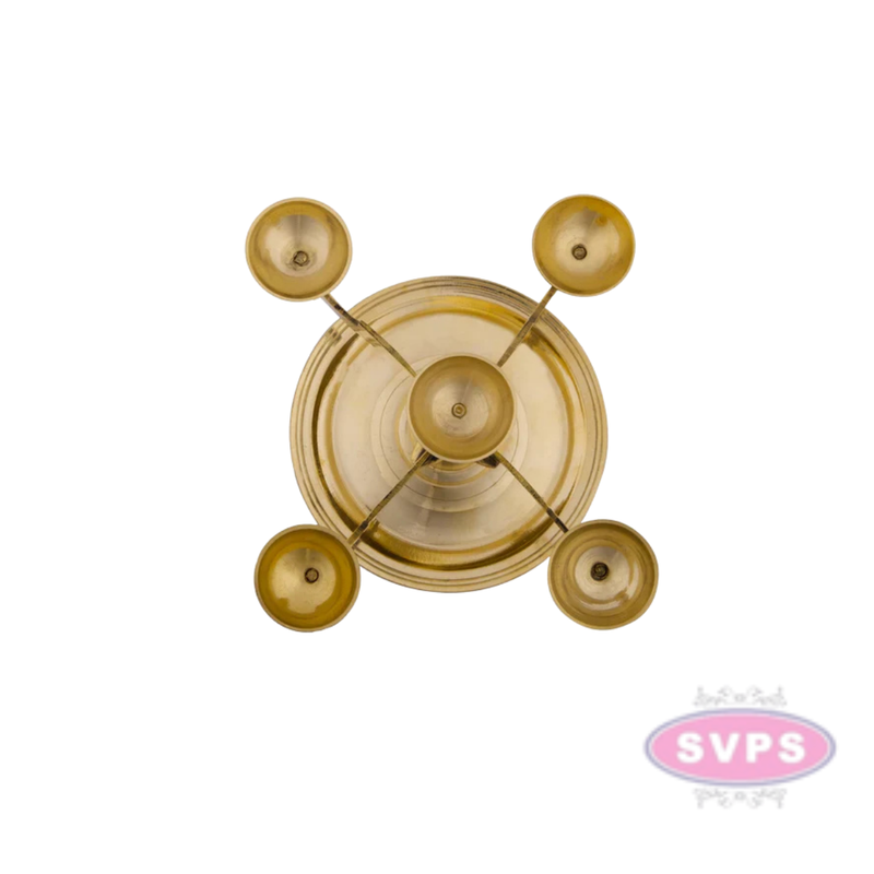 Brass camphor / Karpoor Panch Aarti Diya / 5 Face Jyoti Diya