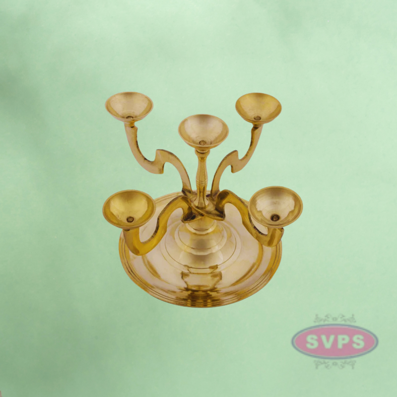 Brass five Kilai / 5 Face / Aarthi Deepam  5 Inches