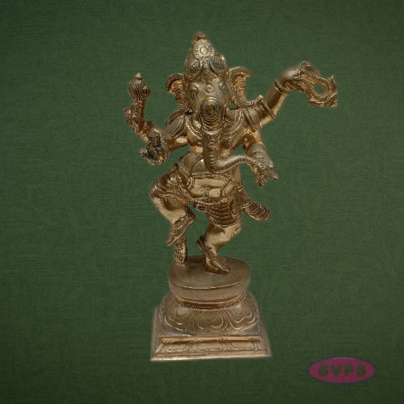 Panchalogam Dancing Ganesha Statue – Antique Finish Vinayagar Idol for Pooja & Décor