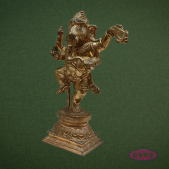 Panchalogam Dancing Ganesha Statue – Antique Finish Vinayagar Idol for Pooja & Décor