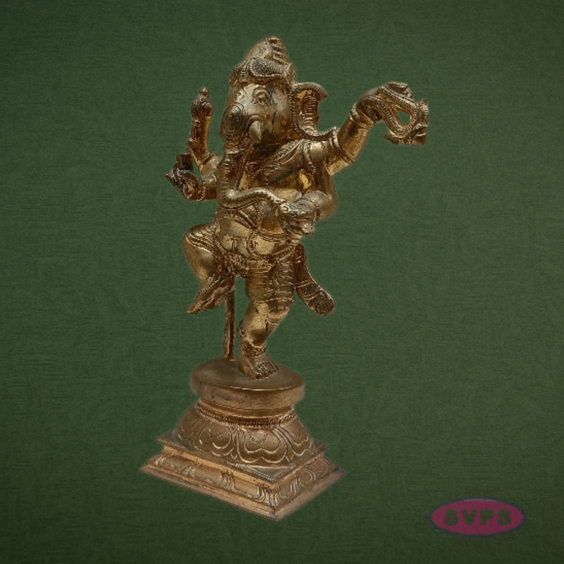 Panchalogam Dancing Ganesha Statue – Antique Finish Vinayagar Idol for Pooja & Décor