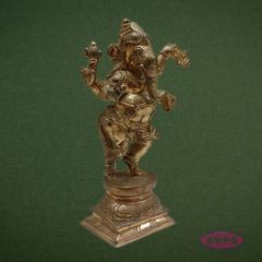 Panchalogam Dancing Ganesha Statue – Antique Finish Vinayagar Idol for Pooja & Décor
