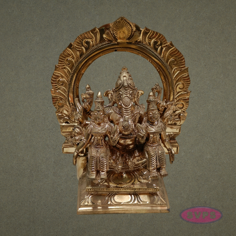 Handcrafted Panchaloha Riddhi Siddhi Ganesha Idol