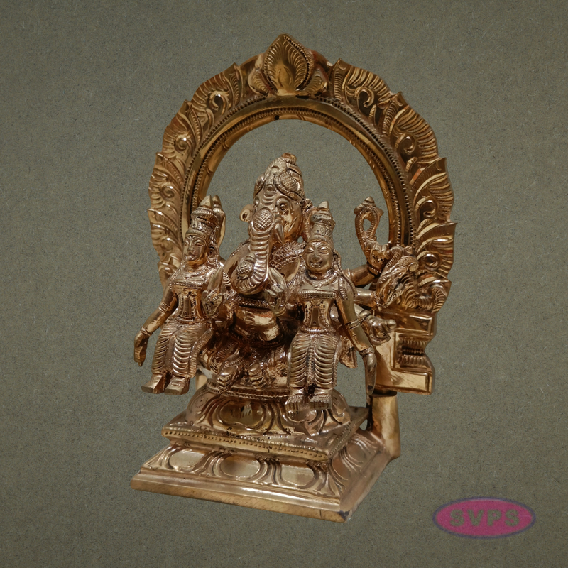 Handcrafted Panchaloha Riddhi Siddhi Ganesha Idol