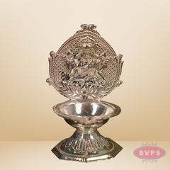 German Silver Goddess Lakshmi Decorative Diya for Pooja & Home Décor