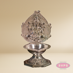 German Silver Lord Ganesha Decorative Diya for Pooja & Home Décor