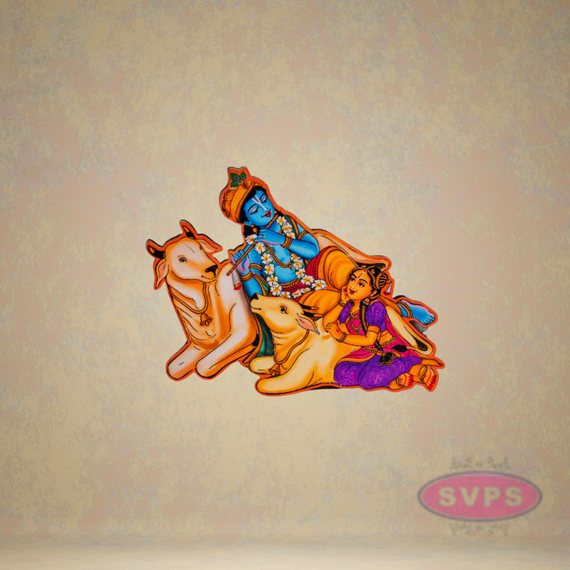 Krishna And Radha With Cow & Calf Fridge Magnet