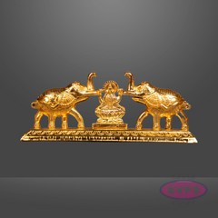 Golden Finish Goddess Lakshmi with Elephants Idol for Pooja & Home Décor