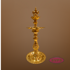 Brass Goddess Lakshmi Kuthu Vilakku – Traditional Standing Oil Lamp for Pooja