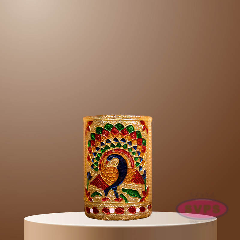 Meenakari Design Steel Glass
