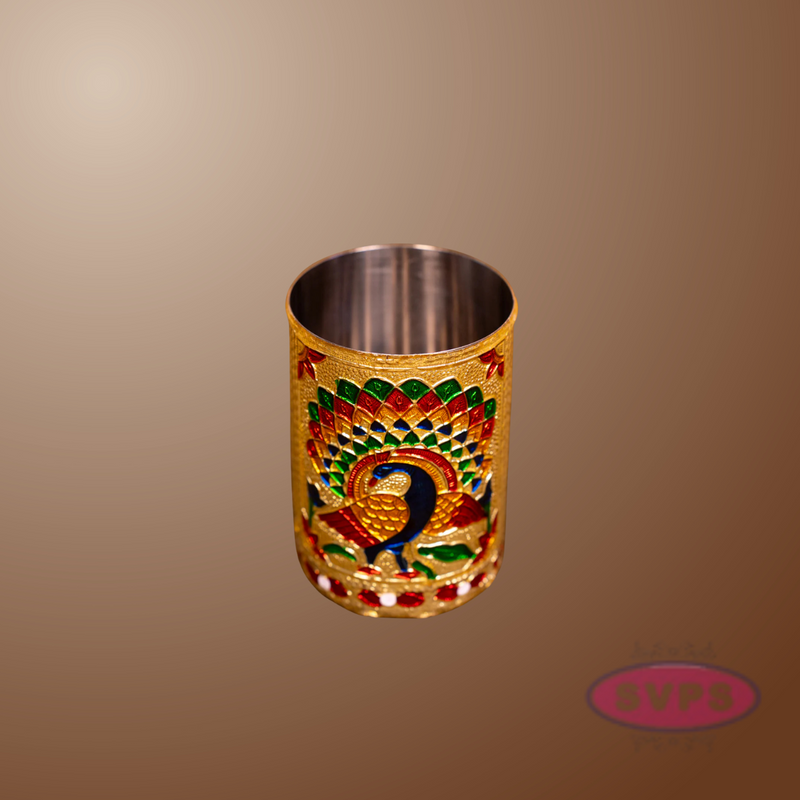Meenakari Design Steel Glass