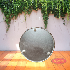 Silver Colored Metal Pichwai Round Tray With Peacock Design