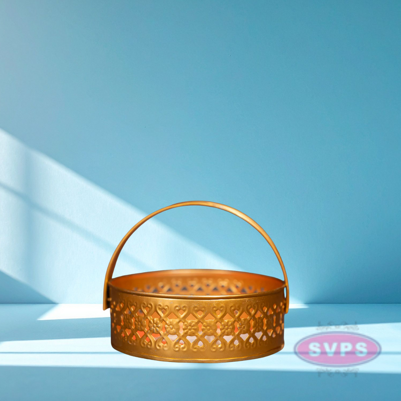 Metal Round Shape Cow Tray With Handle
