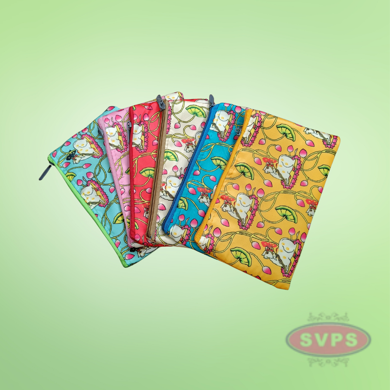 Multicolor Pichwai Print Pouches