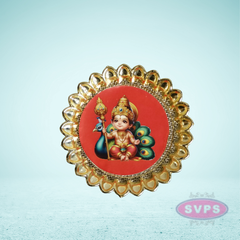 Murugan With Peacock Plate For Return Gifts